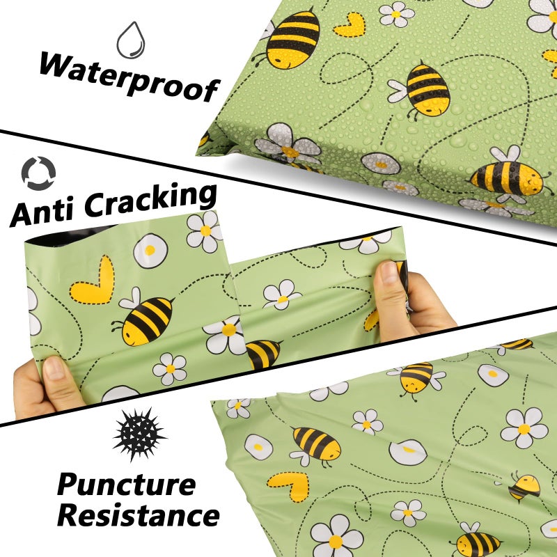 Vapulcio Poly Mailers 10x13 Inch 100 Pcs - Bee printed Shipping Bags, 2.4mil Thickness, Waterproof and Tear Resistant Mailing Envelopes, Self-Sealing Packaging Bags for Small Business - Image 4